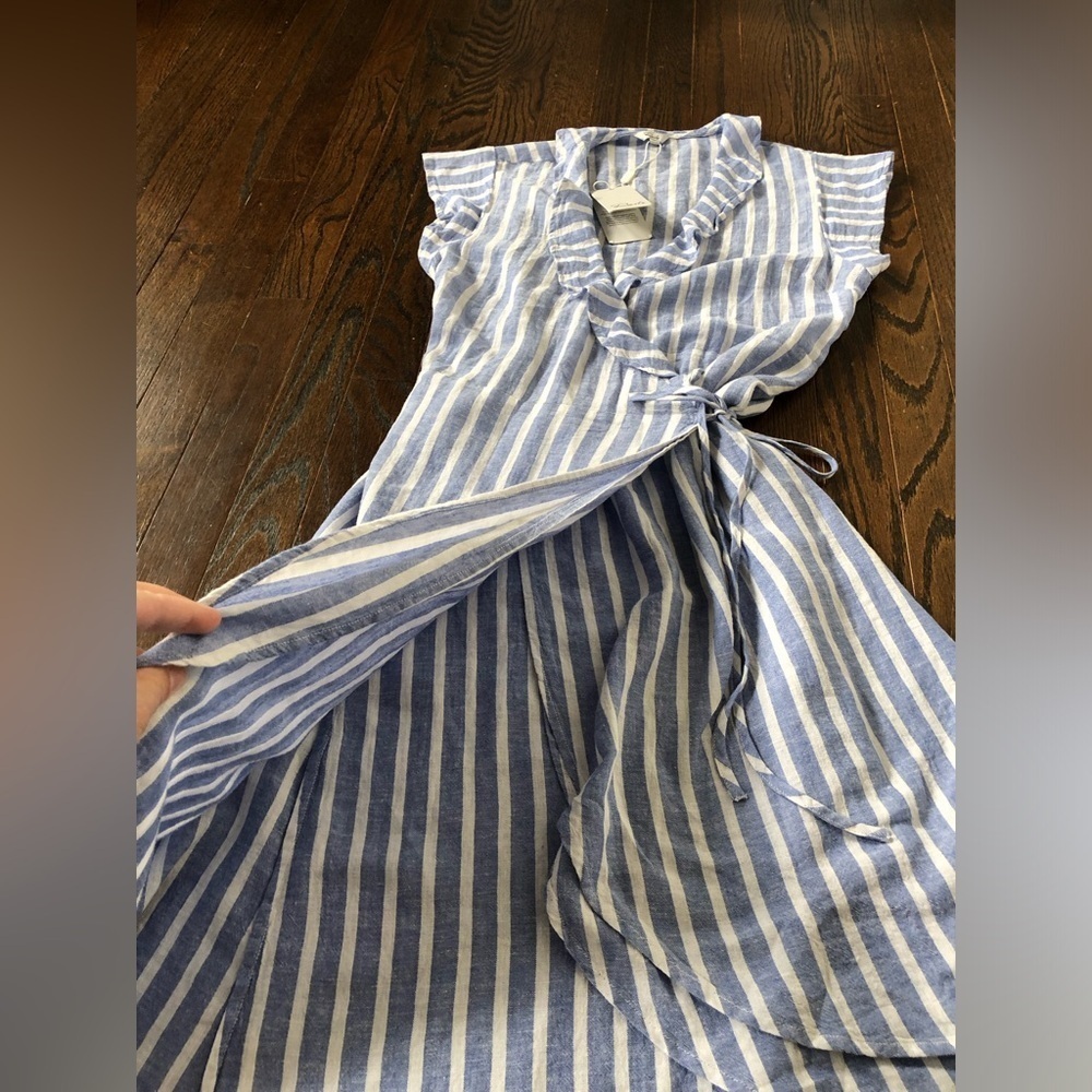 *NWT* Rails Women’s XS Light Blue/White Linen-Blend Louisa Juneau Stripe Dress - Picture 10 of 14